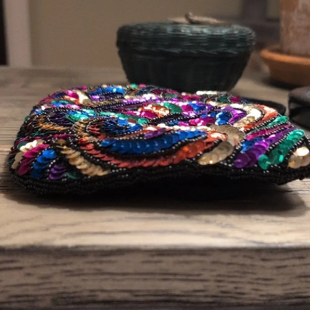 Magid Shoulder Bag with Colorful Sequin Swirl Design Special Occasion Clutch